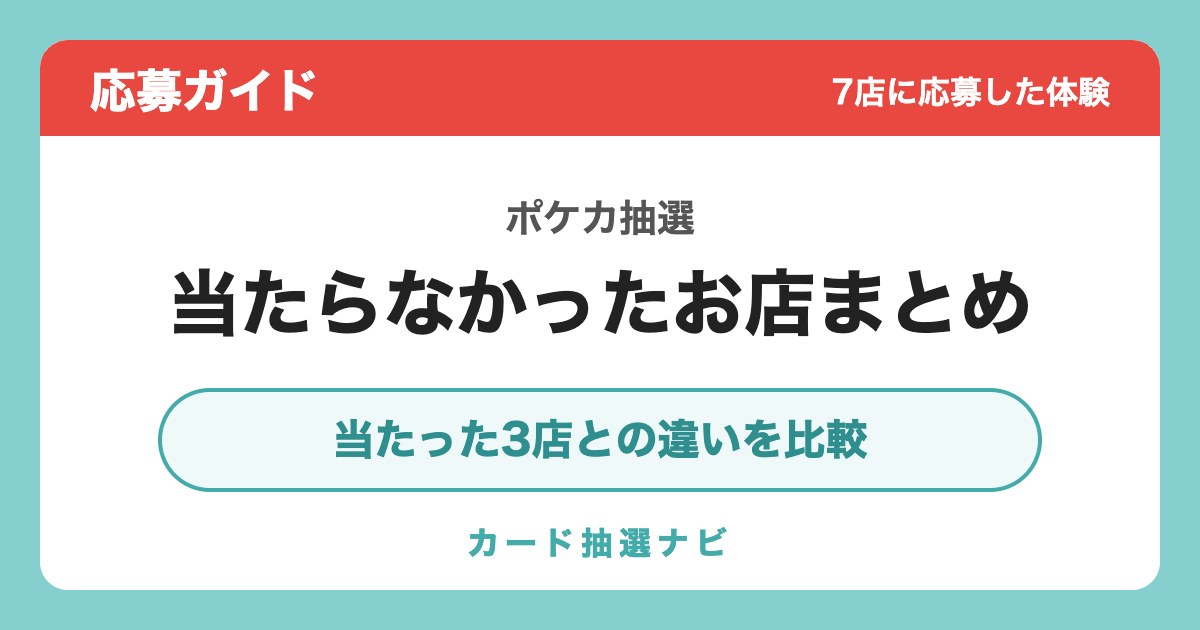 当たらなかったお店まとめ 抽選情報